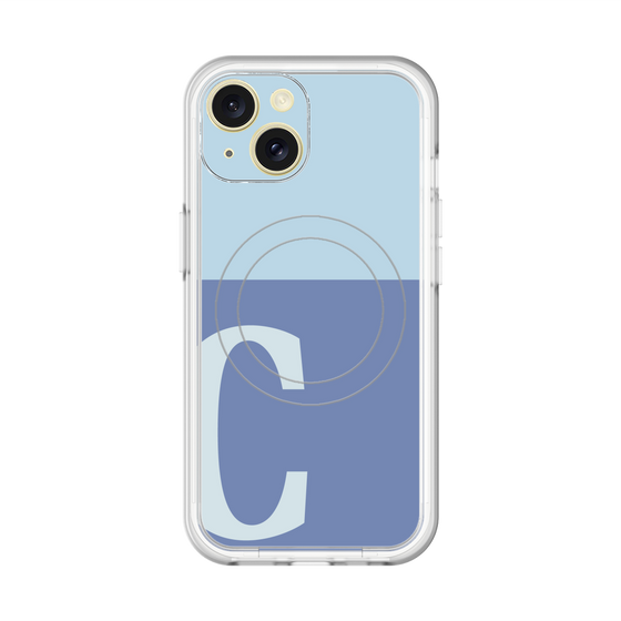 スリムプロテクションプレミアムケース with MagSafe［ オリジナル - initial two tone - C blue ］