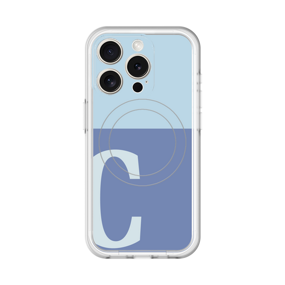 スリムプロテクションプレミアムケース with MagSafe［ オリジナル - initial two tone - C blue ］