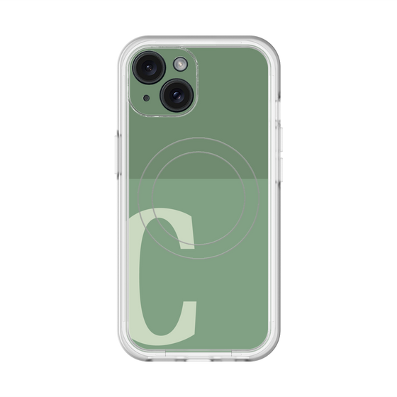 スリムプロテクションプレミアムケース with MagSafe［ オリジナル - initial two tone - C green ］