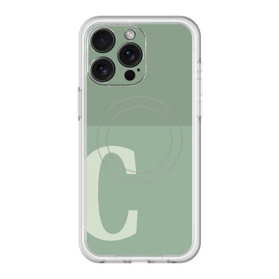 スリムプロテクションプレミアムケース with MagSafe［ オリジナル - initial two tone - C green ］