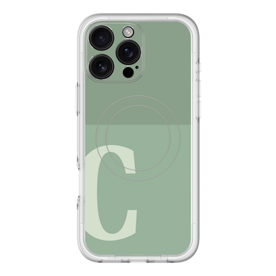 スリムプロテクションプレミアムケース with MagSafe［ オリジナル - initial two tone - C green ］