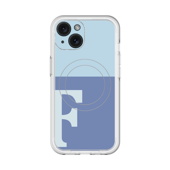 スリムプロテクションプレミアムケース with MagSafe［ オリジナル - initial two tone - F blue ］