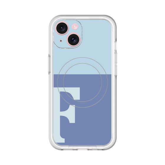 スリムプロテクションプレミアムケース with MagSafe［ オリジナル - initial two tone - F blue ］