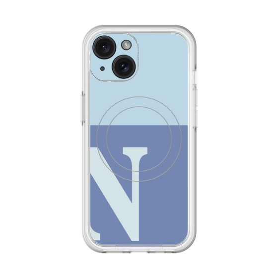 スリムプロテクションプレミアムケース with MagSafe［ オリジナル - initial two tone - N blue ］