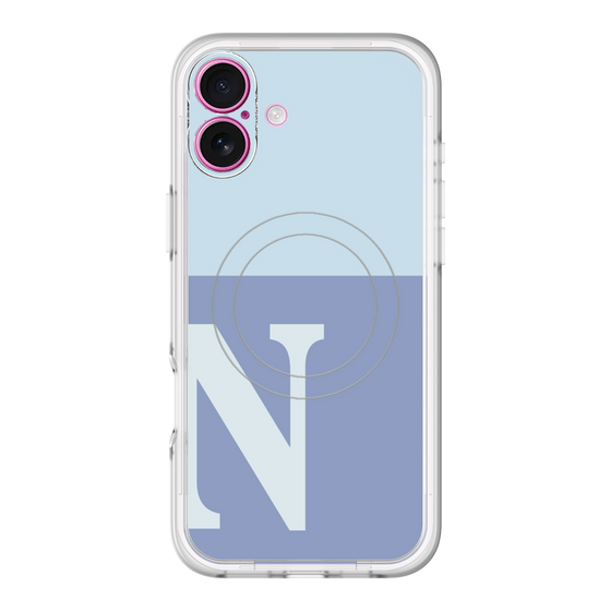 スリムプロテクションプレミアムケース with MagSafe［ オリジナル - initial two tone - N blue ］