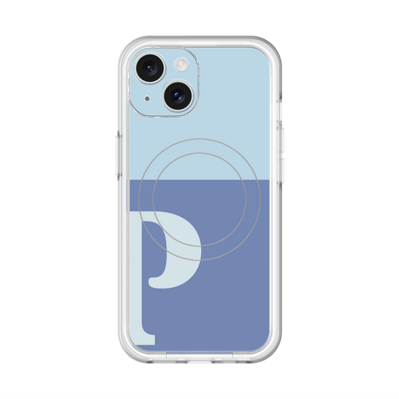スリムプロテクションプレミアムケース with MagSafe［ オリジナル - initial two tone - P blue ］