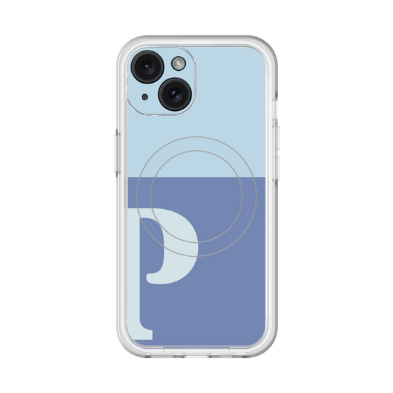 スリムプロテクションプレミアムケース with MagSafe［ オリジナル - initial two tone - P blue ］