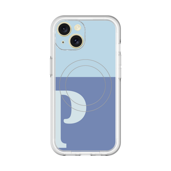 スリムプロテクションプレミアムケース with MagSafe［ オリジナル - initial two tone - P blue ］