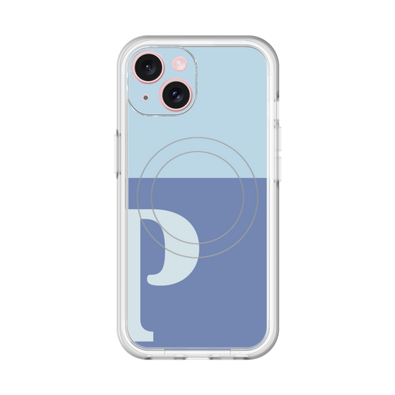 スリムプロテクションプレミアムケース with MagSafe［ オリジナル - initial two tone - P blue ］