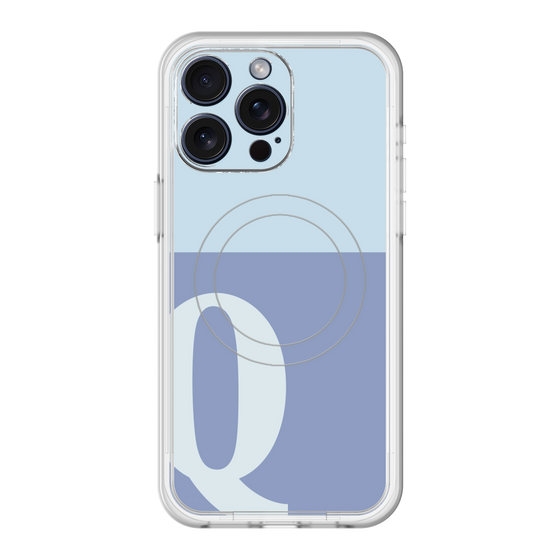 スリムプロテクションプレミアムケース with MagSafe［ オリジナル - initial two tone - Q blue ］