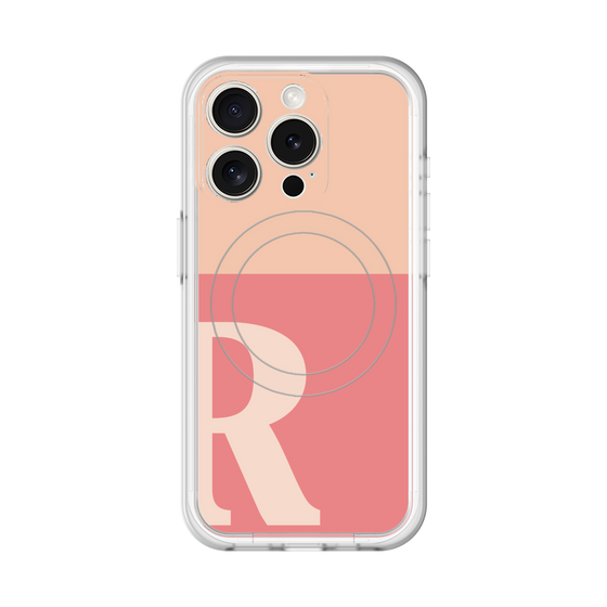 スリムプロテクションプレミアムケース with MagSafe［ オリジナル - initial two tone - R pink ］