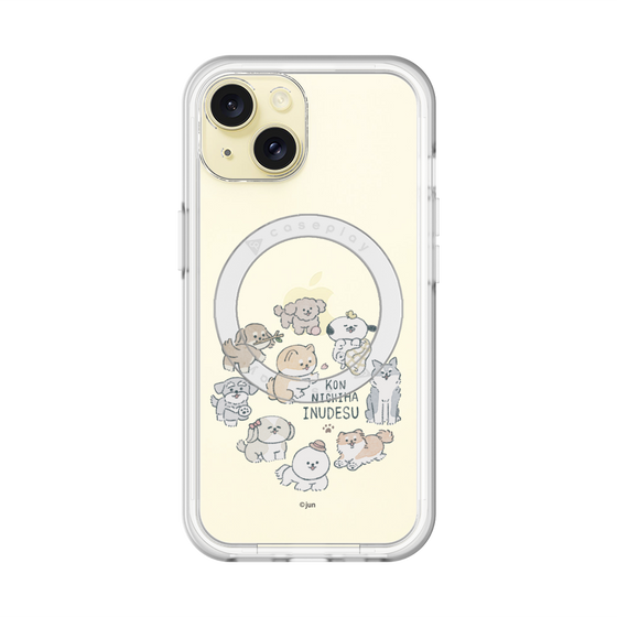 スリムプロテクションプレミアムケース with MagSafe［ こんにちは、いぬです - みんなそろって - クリア ］