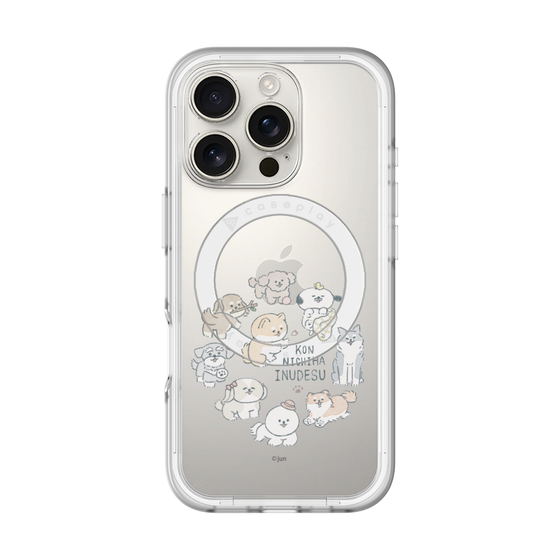 スリムプロテクションプレミアムケース with MagSafe［ こんにちは、いぬです - みんなそろって - クリア ］