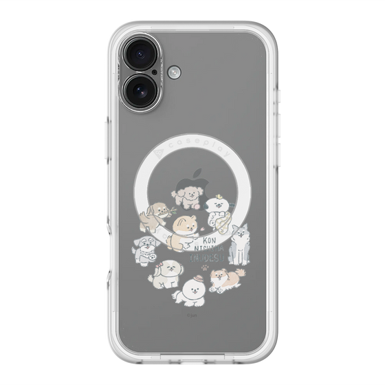 スリムプロテクションプレミアムケース with MagSafe［ こんにちは、いぬです - みんなそろって - クリア ］