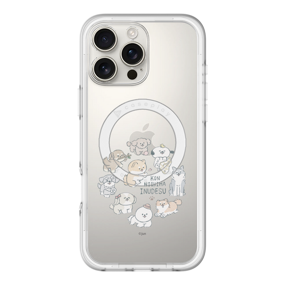 スリムプロテクションプレミアムケース with MagSafe［ こんにちは、いぬです - みんなそろって - クリア ］