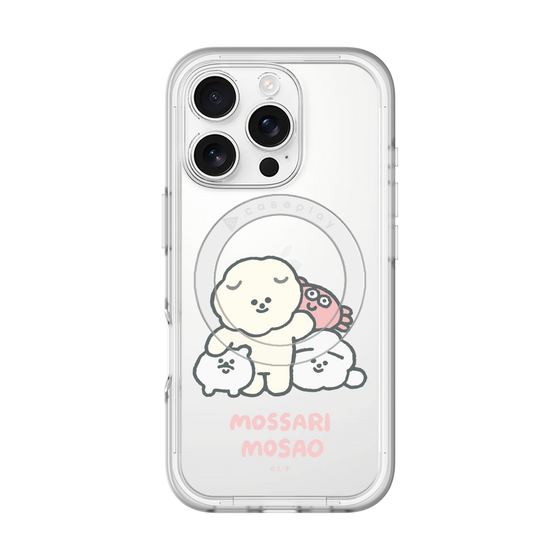 スリムプロテクションプレミアムケース with MagSafe［ もっさりもさお - みんないっしょ - クリア ］