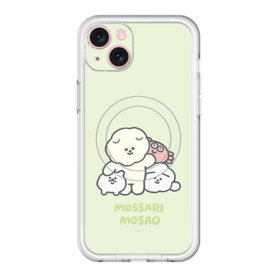 スリムプロテクションプレミアムケース with MagSafe［ もっさりもさお - みんないっしょ - グリーン ］