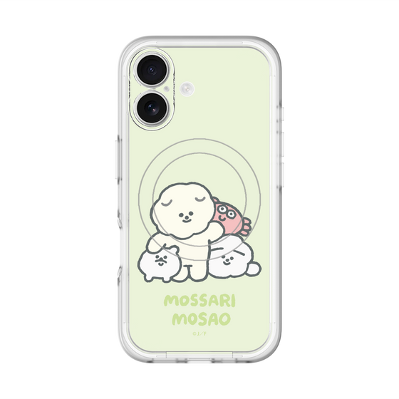 スリムプロテクションプレミアムケース with MagSafe［ もっさりもさお - みんないっしょ - グリーン ］