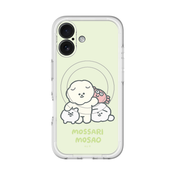 スリムプロテクションプレミアムケース with MagSafe［ もっさりもさお - みんないっしょ - グリーン ］