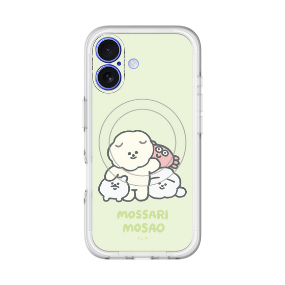 スリムプロテクションプレミアムケース with MagSafe［ もっさりもさお - みんないっしょ - グリーン ］