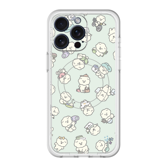 スリムプロテクションプレミアムケース with MagSafe［ もっさりもさお - もさおがいっぱい - グリーン ］