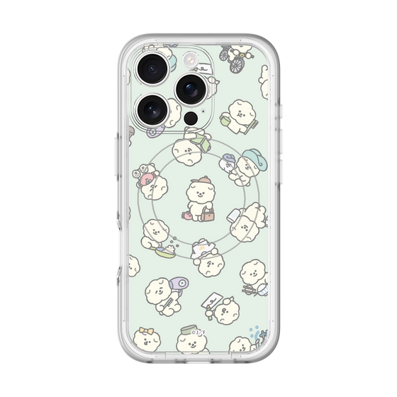 スリムプロテクションプレミアムケース with MagSafe［ もっさりもさお - もさおがいっぱい - グリーン ］