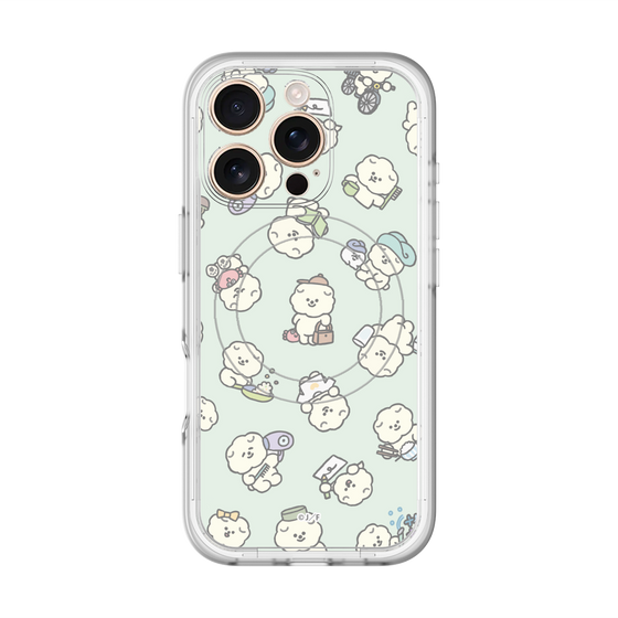 スリムプロテクションプレミアムケース with MagSafe［ もっさりもさお - もさおがいっぱい - グリーン ］