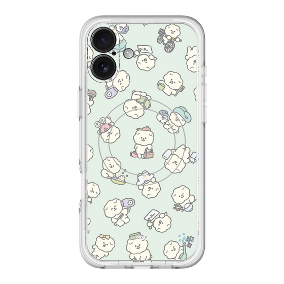 スリムプロテクションプレミアムケース with MagSafe［ もっさりもさお - もさおがいっぱい - グリーン ］