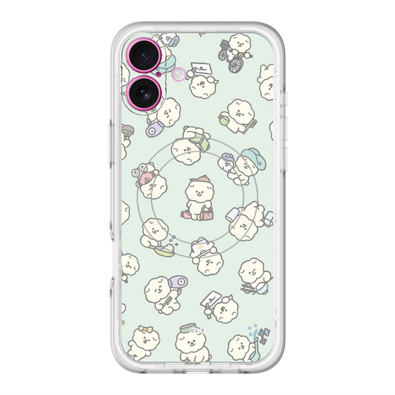 スリムプロテクションプレミアムケース with MagSafe［ もっさりもさお - もさおがいっぱい - グリーン ］