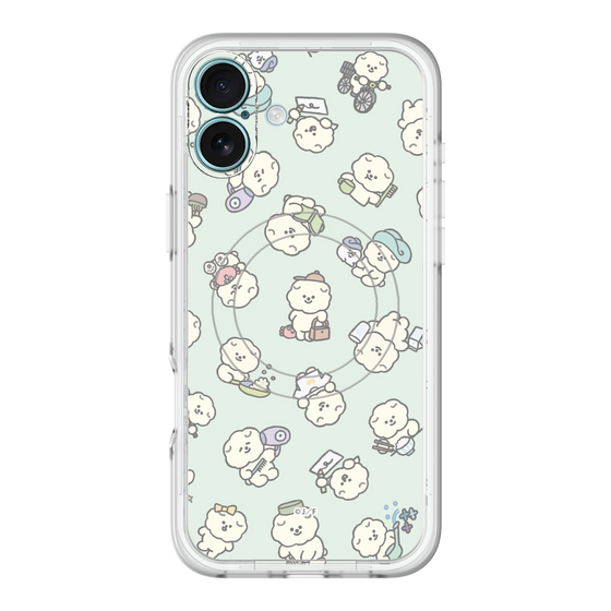 スリムプロテクションプレミアムケース with MagSafe［ もっさりもさお - もさおがいっぱい - グリーン ］