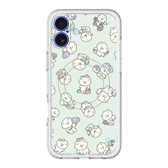 スリムプロテクションプレミアムケース with MagSafe［ もっさりもさお - もさおがいっぱい - グリーン ］