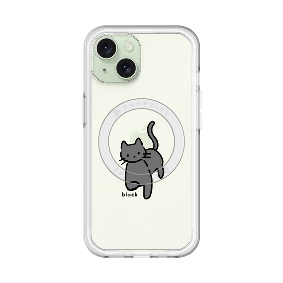 スリムプロテクションプレミアムケース with MagSafe［ オリジナル - CASEPLAYネコ - black ］