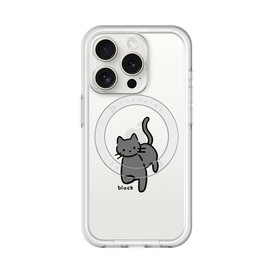 スリムプロテクションプレミアムケース with MagSafe［ オリジナル - CASEPLAYネコ - black ］