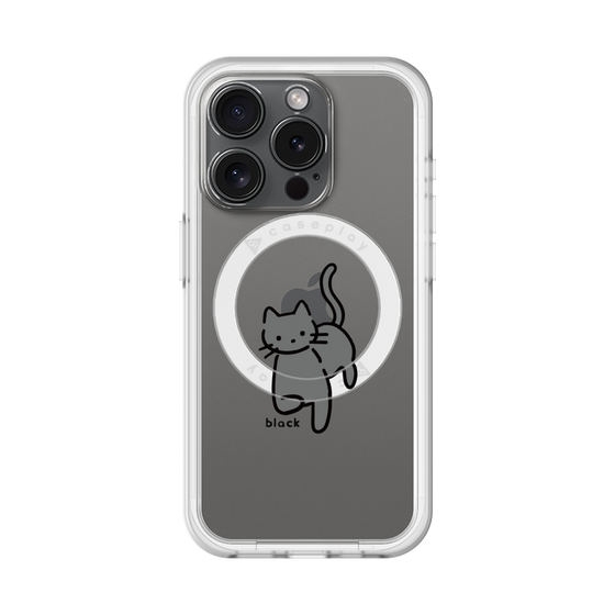 スリムプロテクションプレミアムケース with MagSafe［ オリジナル - CASEPLAYネコ - black ］