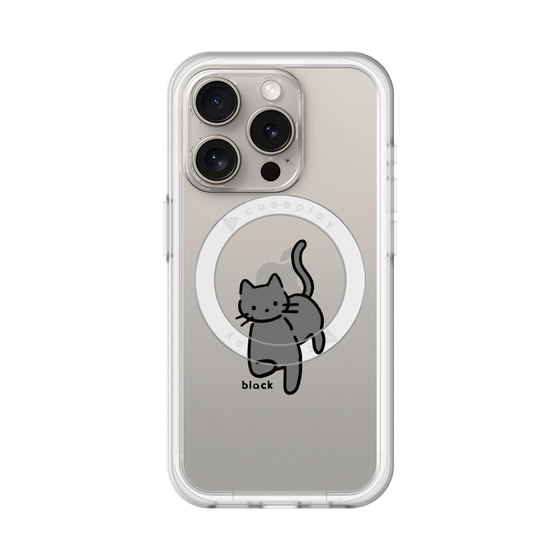 スリムプロテクションプレミアムケース with MagSafe［ オリジナル - CASEPLAYネコ - black ］
