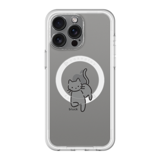 スリムプロテクションプレミアムケース with MagSafe［ オリジナル - CASEPLAYネコ - black ］