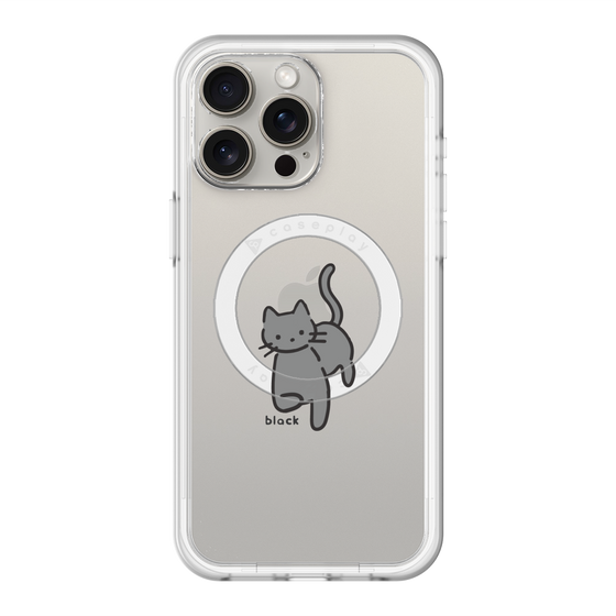 スリムプロテクションプレミアムケース with MagSafe［ オリジナル - CASEPLAYネコ - black ］