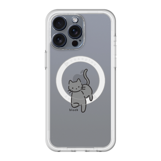 スリムプロテクションプレミアムケース with MagSafe［ オリジナル - CASEPLAYネコ - black ］
