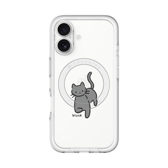 スリムプロテクションプレミアムケース with MagSafe［ オリジナル - CASEPLAYネコ - black ］