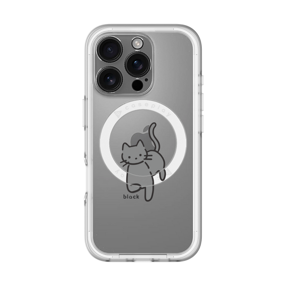 スリムプロテクションプレミアムケース with MagSafe［ オリジナル - CASEPLAYネコ - black ］