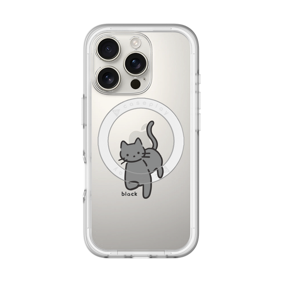 スリムプロテクションプレミアムケース with MagSafe［ オリジナル - CASEPLAYネコ - black ］