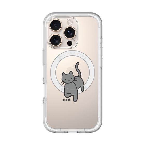 スリムプロテクションプレミアムケース with MagSafe［ オリジナル - CASEPLAYネコ - black ］