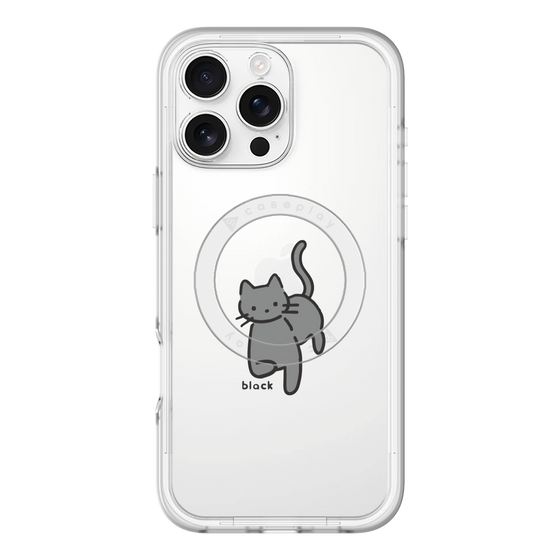 スリムプロテクションプレミアムケース with MagSafe［ オリジナル - CASEPLAYネコ - black ］