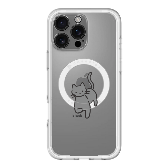 スリムプロテクションプレミアムケース with MagSafe［ オリジナル - CASEPLAYネコ - black ］