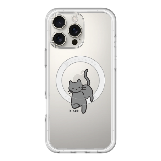 スリムプロテクションプレミアムケース with MagSafe［ オリジナル - CASEPLAYネコ - black ］