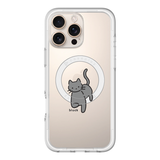 スリムプロテクションプレミアムケース with MagSafe［ オリジナル - CASEPLAYネコ - black ］