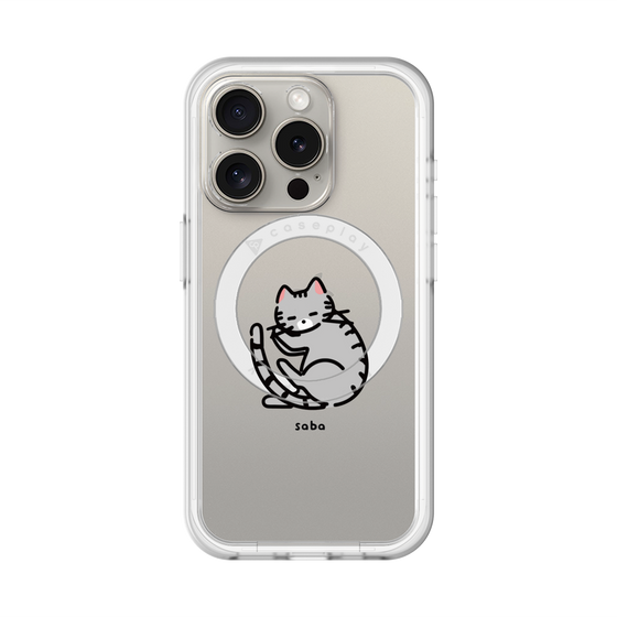 スリムプロテクションプレミアムケース with MagSafe［ オリジナル - CASEPLAYネコ - saba ］