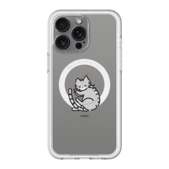 スリムプロテクションプレミアムケース with MagSafe［ オリジナル - CASEPLAYネコ - saba ］