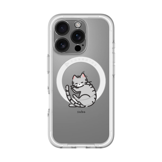 スリムプロテクションプレミアムケース with MagSafe［ オリジナル - CASEPLAYネコ - saba ］