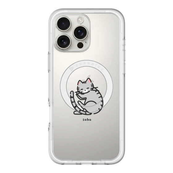 スリムプロテクションプレミアムケース with MagSafe［ オリジナル - CASEPLAYネコ - saba ］